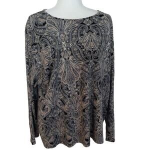 Croft & Barrow Long Sleeve Paisley Print Top